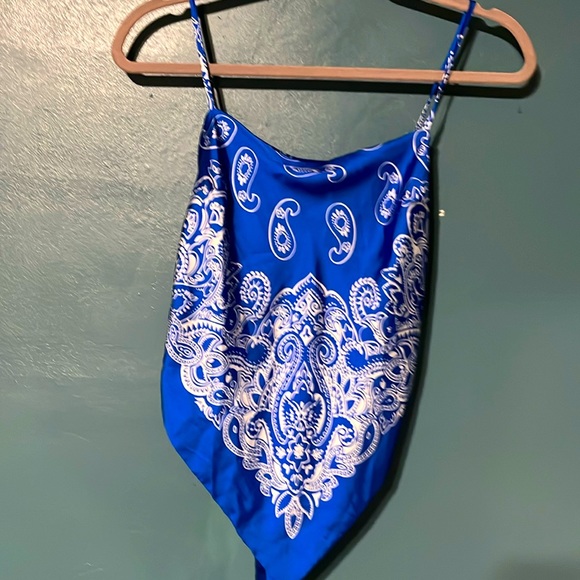 Tops - Paisley Print Self-Tie Bandana Cami Top